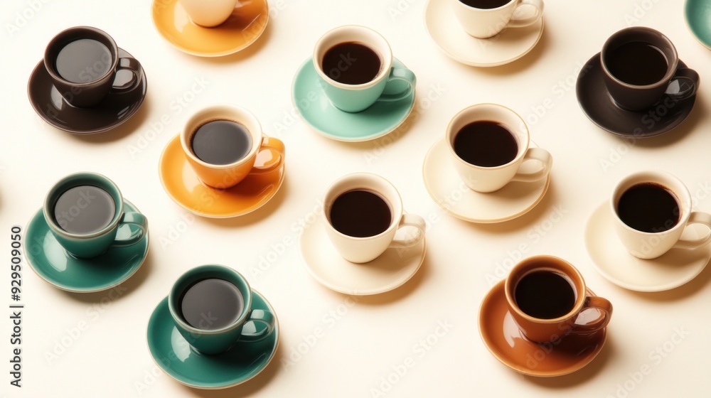 Coffee Cups Pattern on a White Background Coffee Cups Pattern on a White Background