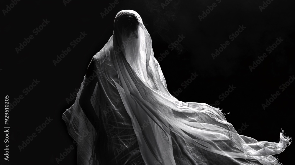 Ghostly figure emerging from the shadows Ghostly figure emerging from the shadows