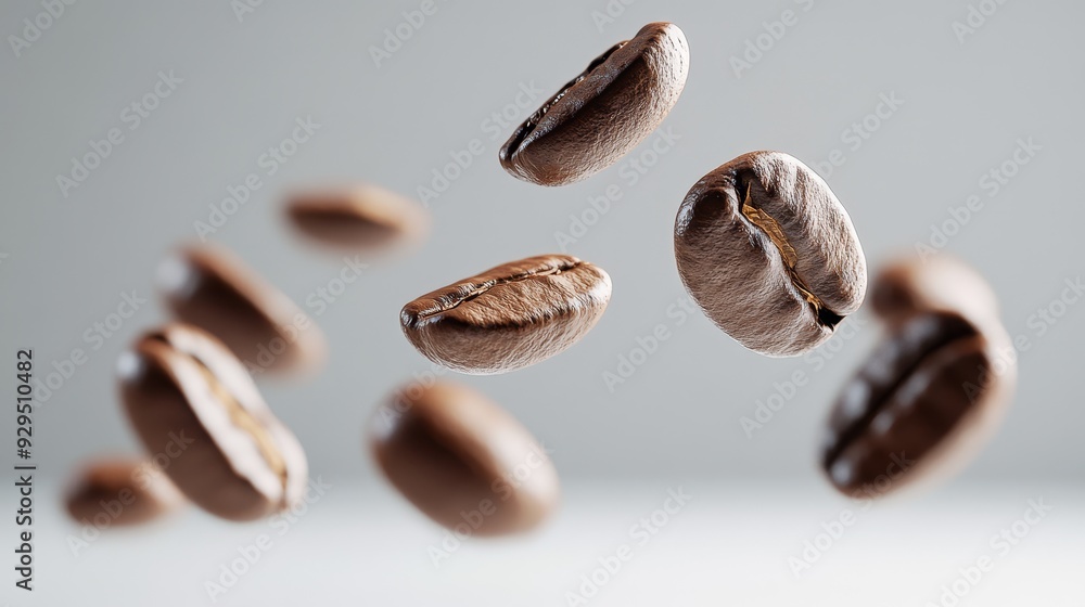 Coffee beans levitating in the air. Coffee background Coffee beans levitating in the air. Coffee background