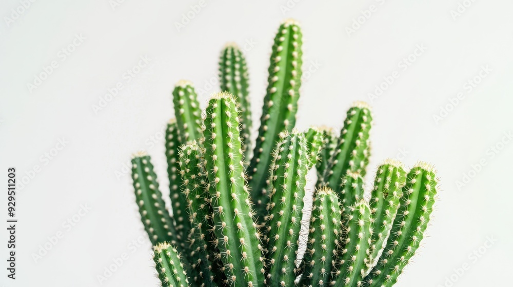 Close-up of a Succulent Cactus with Spiky Green Stems Close-up of a Succulent Cactus with Spiky Green Stems