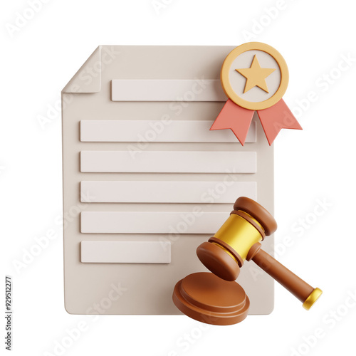 Legal Certificate 3D Icon Illustration
