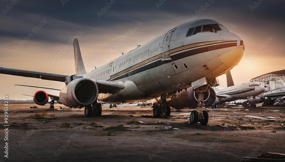 Abandoned Airplane in an Urban Junkyard Abandoned Airplane in an Urban Junkyard