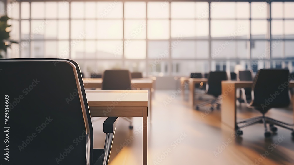 Modern Empty Office Workspace with Sleek Minimalist Design and Soft Daylight Modern Empty Office Workspace with Sleek Minimalist Design and Soft Daylight