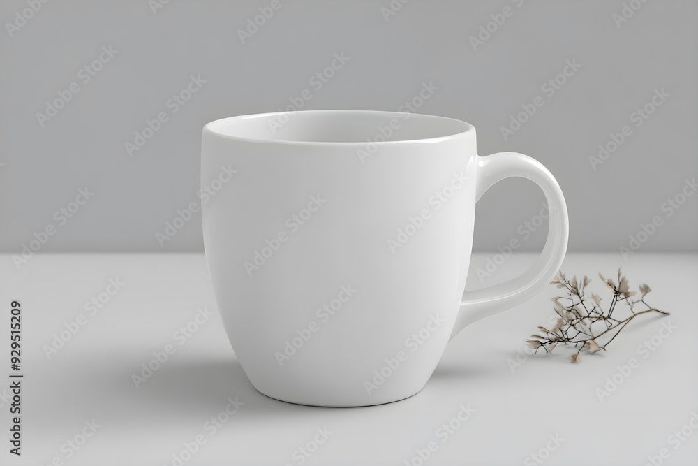 Fototapeta premium White Mug Mockup 3D Mockup with Grey Background