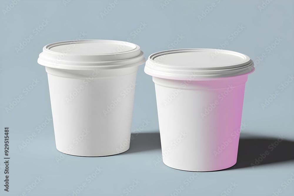 Two Ice Cream Cup Packaging Mockup White Blank 3D Rendered Two Ice Cream Cup Packaging Mockup White Blank 3D Rendered