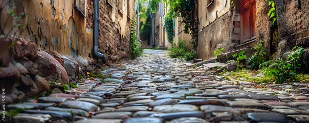 Fototapeta premium Cobblestone Alleyway in an Old European City