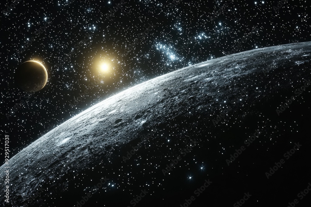 Obraz premium Space cosmic illustration with planets scene created with Generative AI