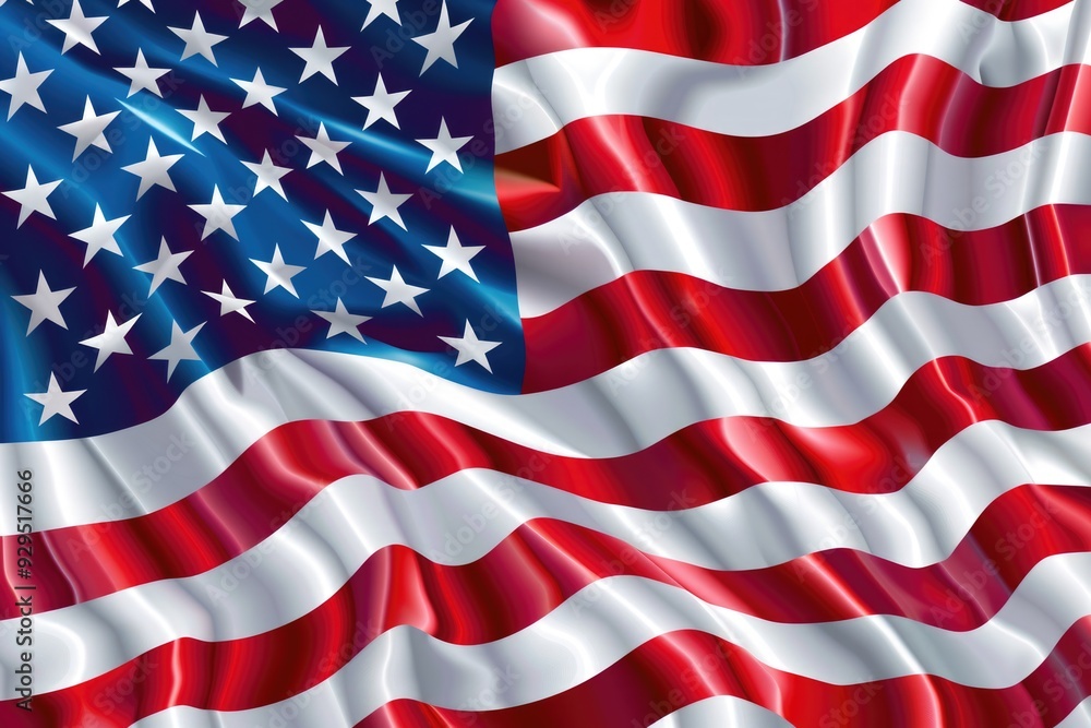 Fototapeta premium American flag waving in the wind, a symbol of freedom and patriotism