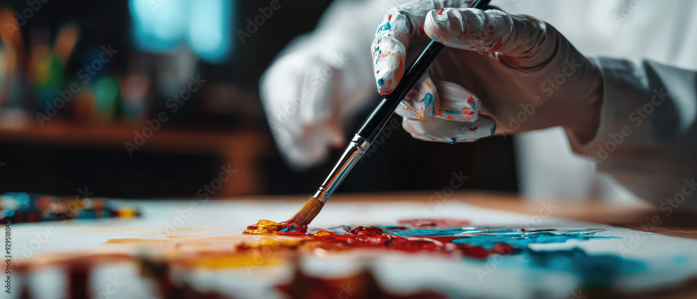 Fototapeta premium A person is painting a picture with a brush