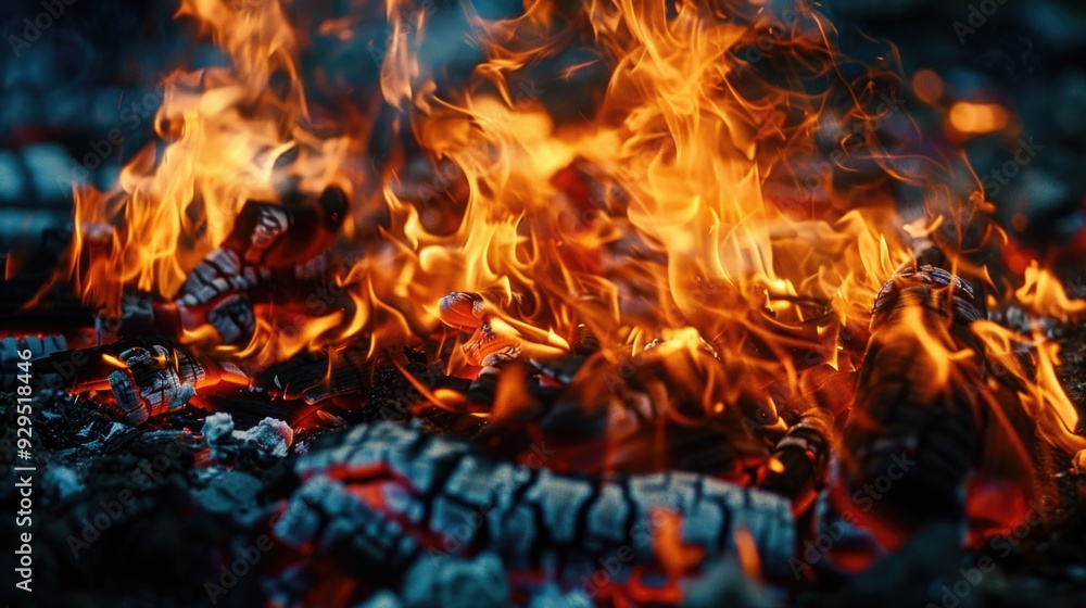 Blazing fire with vibrant orange and yellow hues Blazing fire with vibrant orange and yellow hues