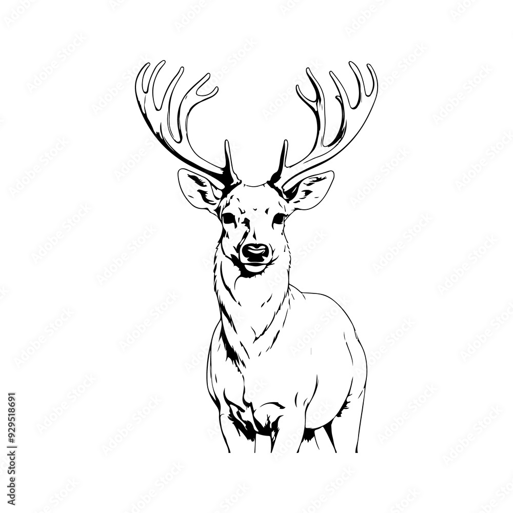 line art Deer on white background. sketch style. Vector graphic icon animal. line art Deer on white background. sketch style. Vector graphic icon animal.