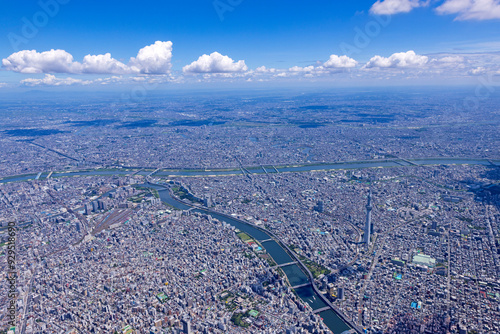 浅草上空と隅田川の蛇行.・空撮 photo