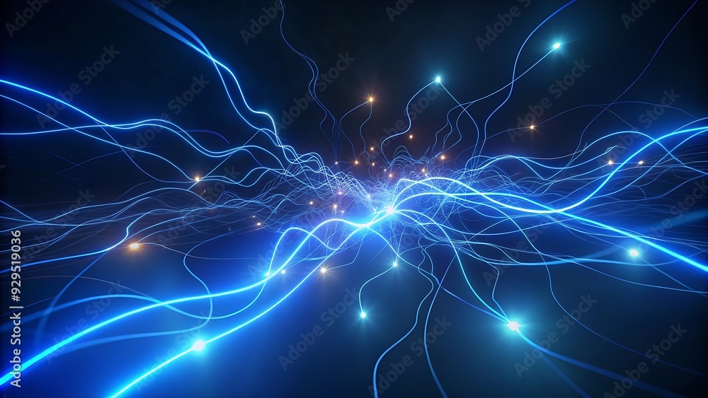 Abstract blue lines on black background. Abstract blue lines on black background.