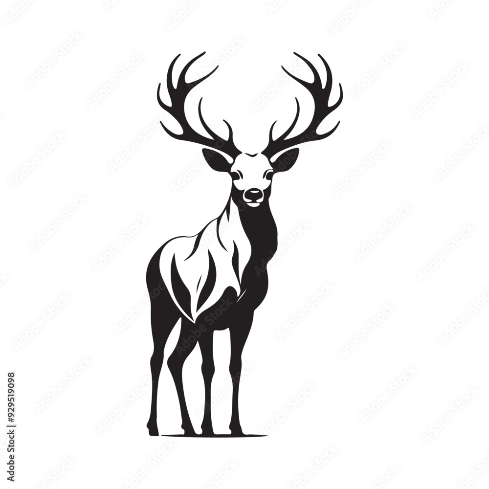 Obraz premium line art Deer on white background. sketch style. Vector graphic icon animal.