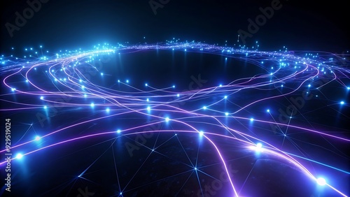 Abstract Network Connection with Glowing Lines.