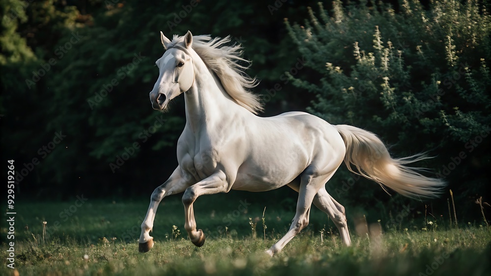 White Horse Running Through a Field. White Horse Running Through a Field.
