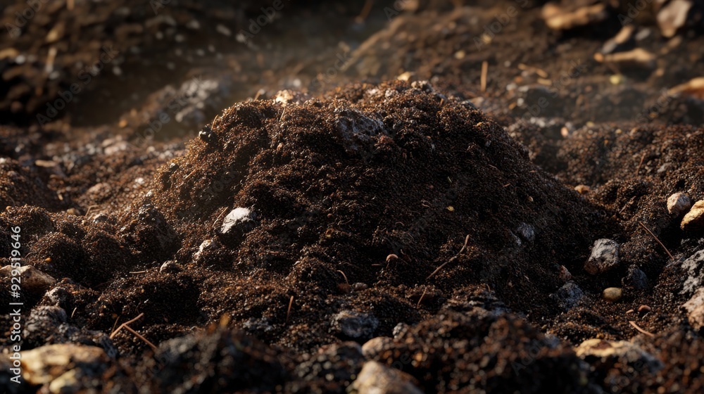 Lush Organic Compost: 3D Illustration of Rich and Dark Soil for Gardening Needs Lush Organic Compost: 3D Illustration of Rich and Dark Soil for Gardening Needs