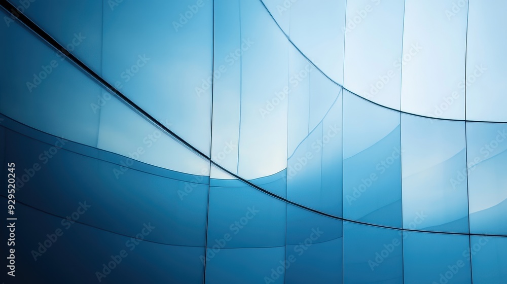 Obraz premium Abstract blue glass structure with smooth curves and reflections.