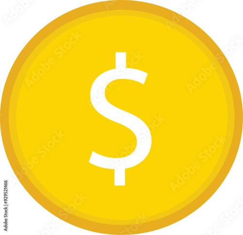 2D  gold coin icon. Vector illustration isolated on white background.
