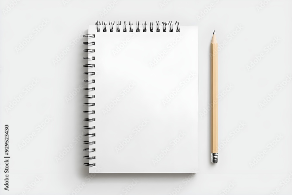 Blank Notepad and Pencil on White Background Blank Notepad and Pencil on White Background