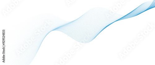 Blue Curve wave flowing particles. Modern transparent Line art striped. minimal round lines abstract background. line wavy abstract vector background. Line art striped graphic template