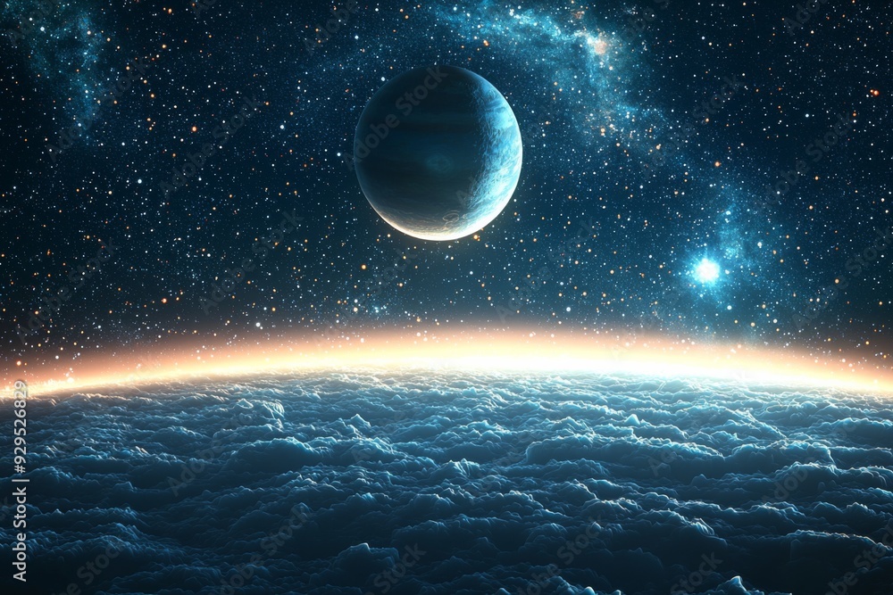 Fototapeta premium Space cosmic illustration with planets scene created with Generative AI