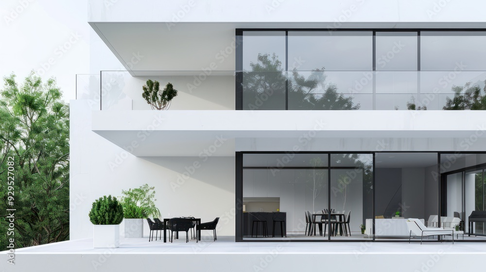 Modern White House with Balcony and Terrace Modern White House with Balcony and Terrace