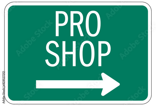 Golf course and clubhouse instruction sign pro shop