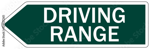 Fotografie Golf course and clubhouse instruction sign driving range