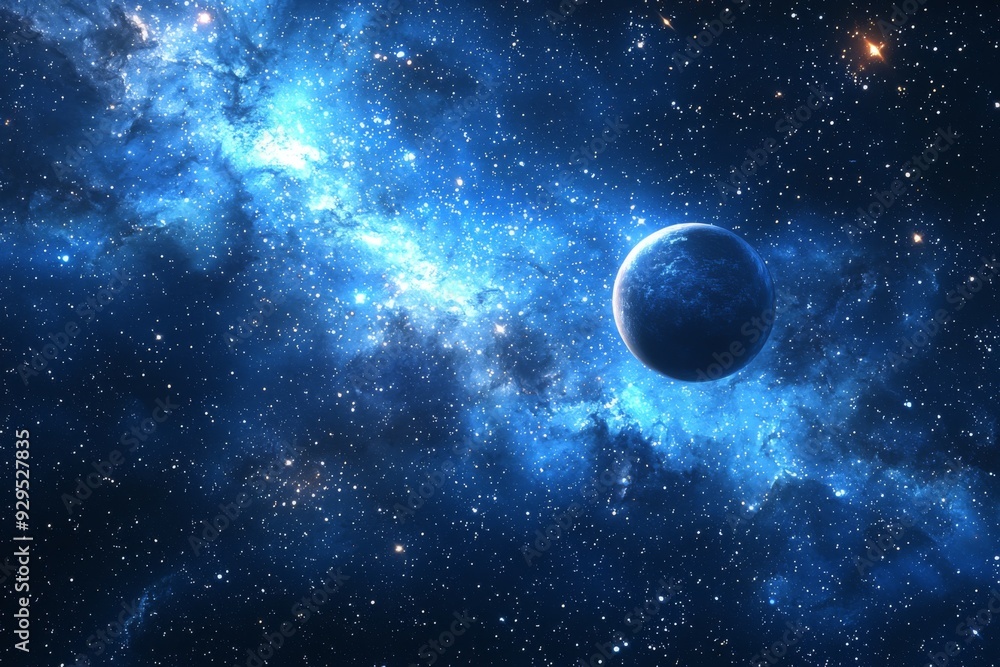 Naklejka premium Space cosmic illustration with planets scene created with Generative AI