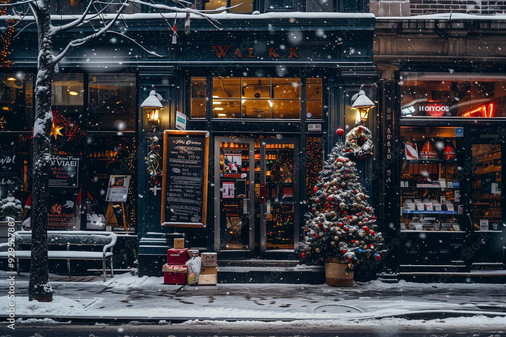Obraz premium Winter Christmas city landscape