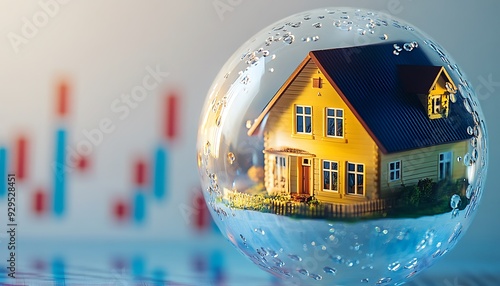 Bursting Bubble with Suburban House Inside, Symbolizing Housing Market Collapse, Vivid Style