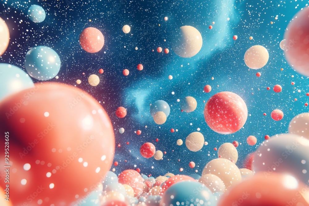 Space cosmic illustration with planets scene created with Generative AI
