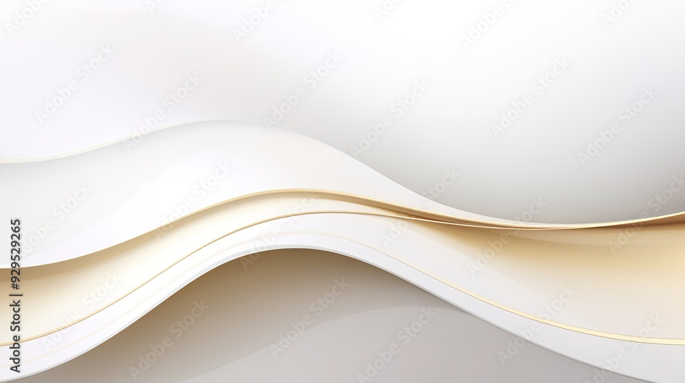 Abstract background with white and gold wavy lines. Abstract background with white and gold wavy lines.