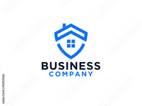 Home Protect logo design template. Vector shield and house logotype illustration. Graphic home security icon label.