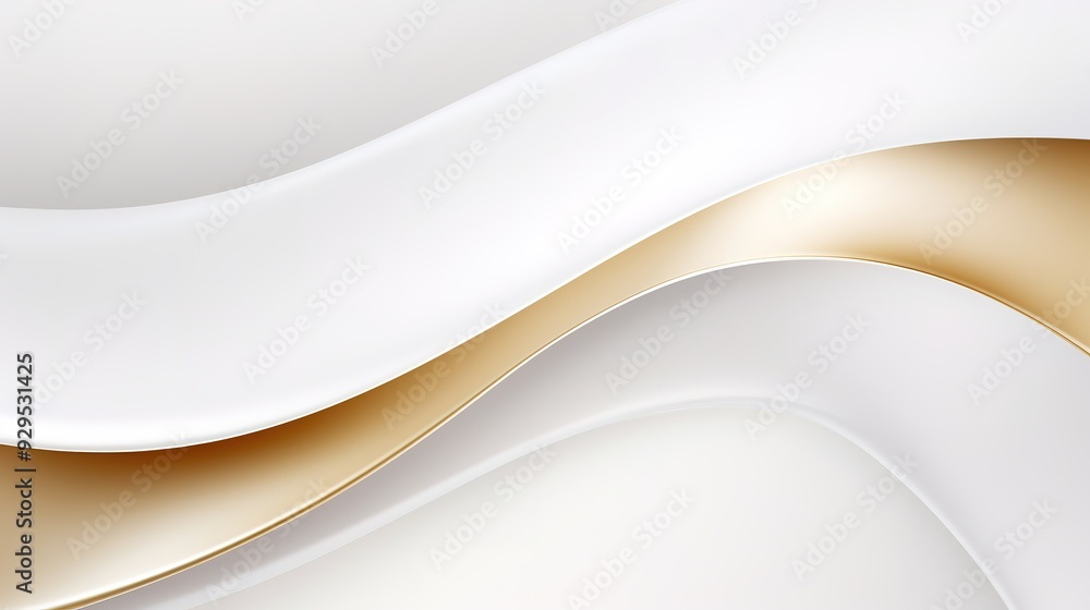 Abstract background with white and golden wavy lines. Abstract background with white and golden wavy lines.