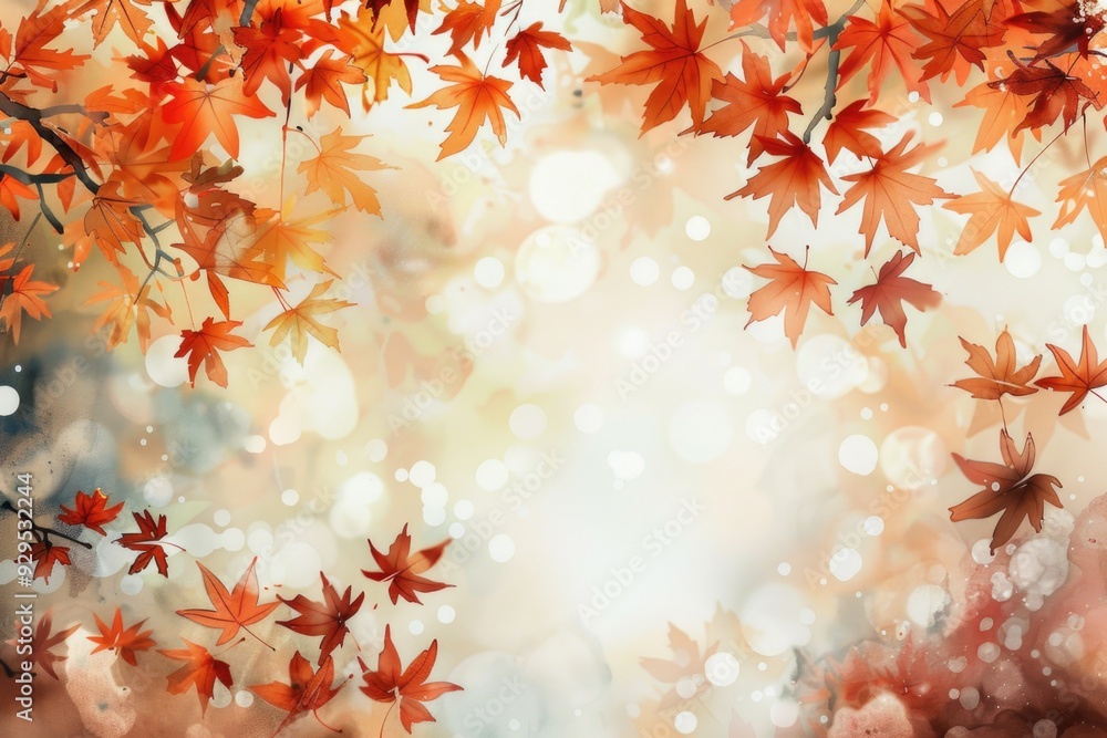 A scenic view of falling leaves in autumn, suitable for use in travel or nature publications A scenic view of falling leaves in autumn, suitable for use in travel or nature publications