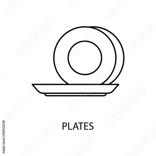 plates concept line icon. Simple element illustration. plates concept outline symbol design.