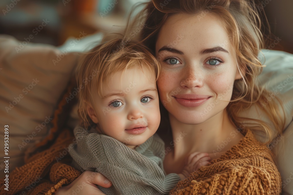 Mother's Love: Smiling Mom Holding Baby with Care and Affection Mother's Love: Smiling Mom Holding Baby with Care and Affection