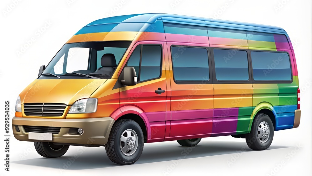 A colorful, modern minibus icon with wheels and headlights, set against a white background, symbolizing transportation, travel, and community. A colorful, modern minibus icon with wheels and headlights, set against a white background, symbolizing transportation, travel, and community.
