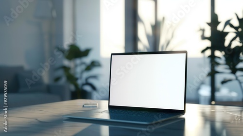 Wallpaper Mural Laptop with blank screen on a table in an office. Modern laptop mockup Torontodigital.ca