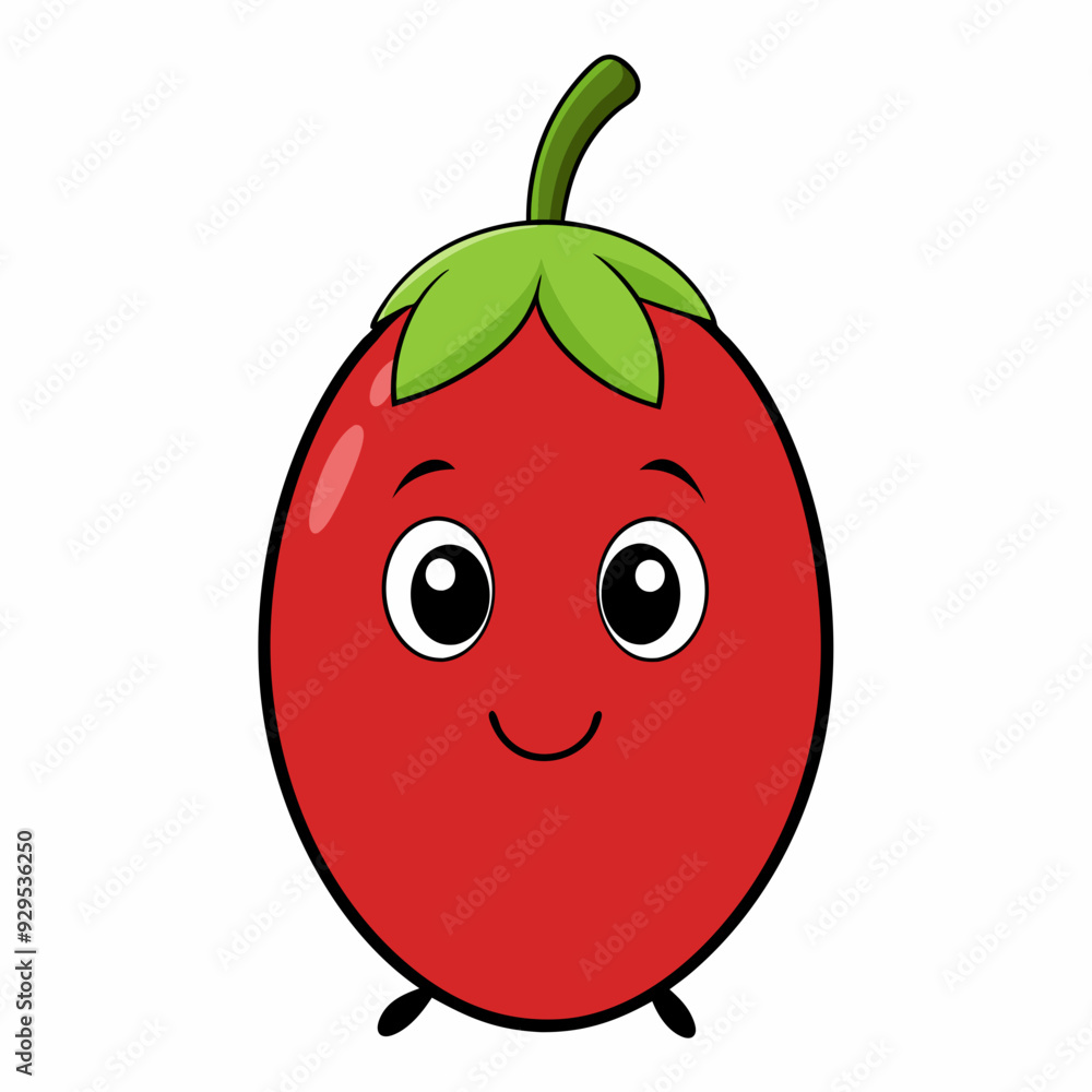 Obraz premium Goji berry cartoon isolated on white, goji berry vector illustration, fruti vector art, red Goji berry silhouette, food icon, goji berrys line art, eps