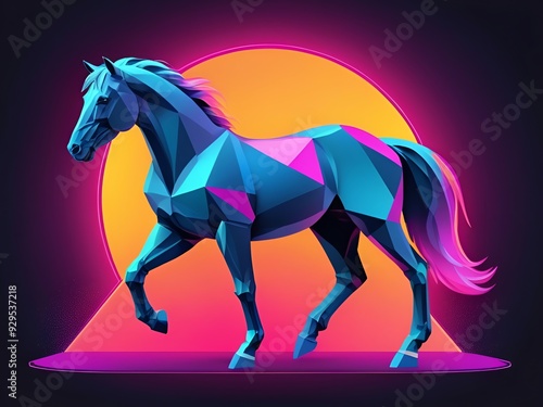 Geometric Horse in Neon Lights