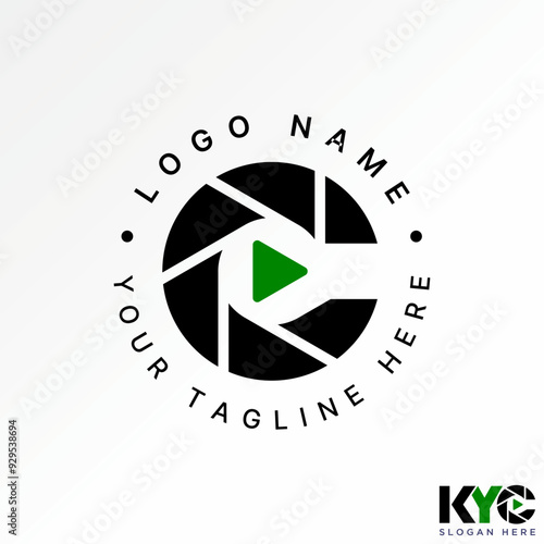 Logo design graphic concept abstract creative premium vector stock initial C font cutting play capture shutter lens. Related monogram typography brand