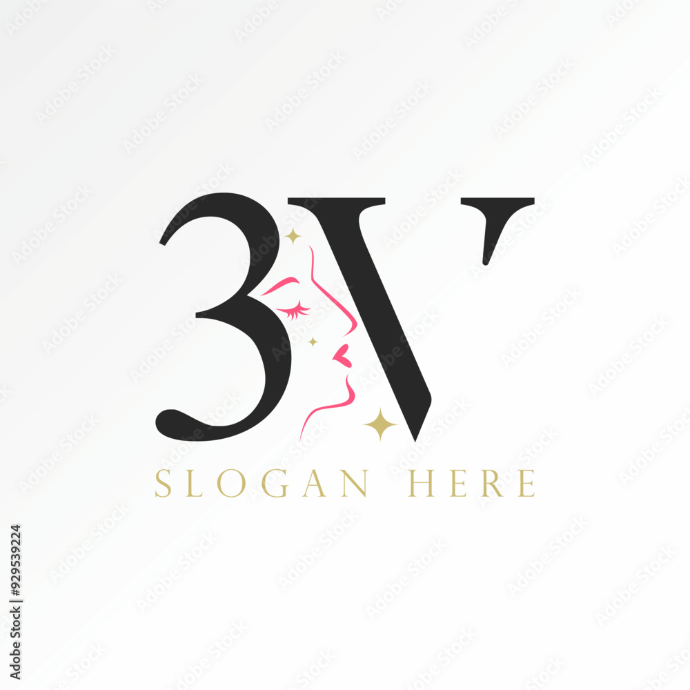 Logo design graphic concept abstract creative premium vector stock initial 3V font unique side beauty woman face. Related monogram skin care branding Logo design graphic concept abstract creative premium vector stock initial 3V font unique side beauty woman face. Related monogram skin care branding