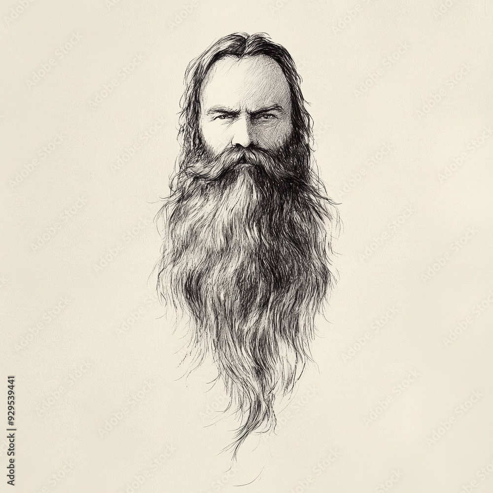 Fototapeta premium A sketch of a long beard