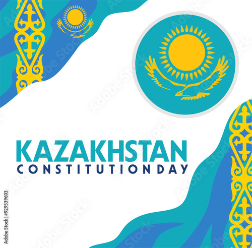 happy constitution day of kazakhstan with flag of kazakhstan