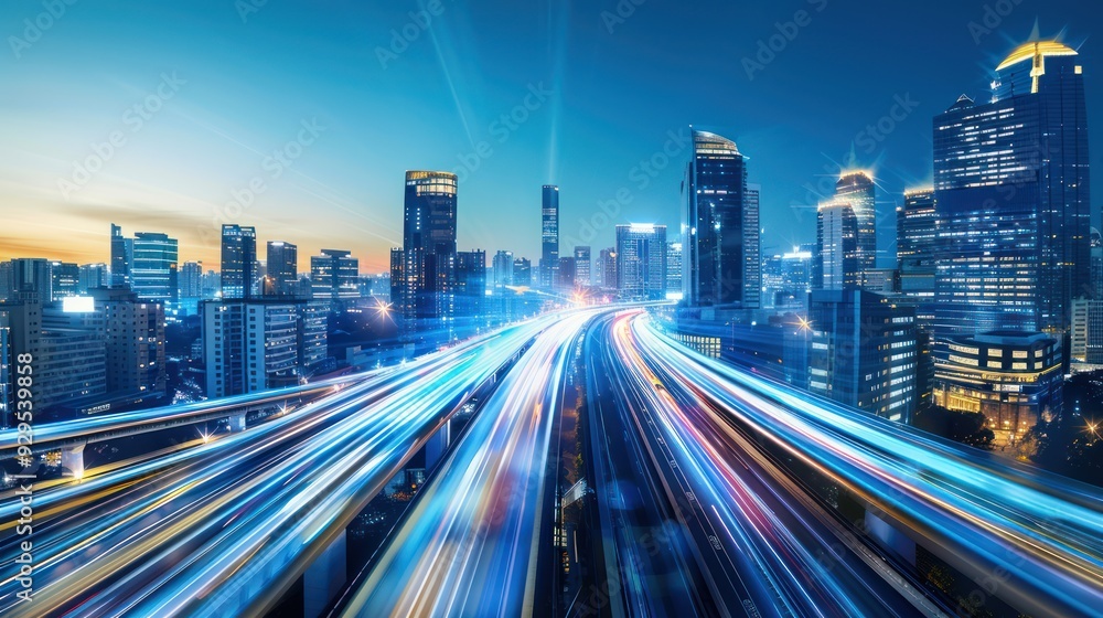 Fototapeta premium Cityscape with Light Trails