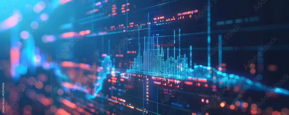 Fototapeta premium Abstract Digital Data Visualization with Blue and Red Lighting