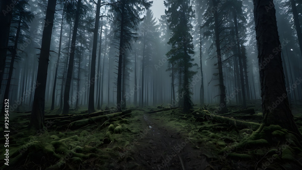 Fototapeta premium Dark sky with cloud. Cinematic horror nature bakcground.